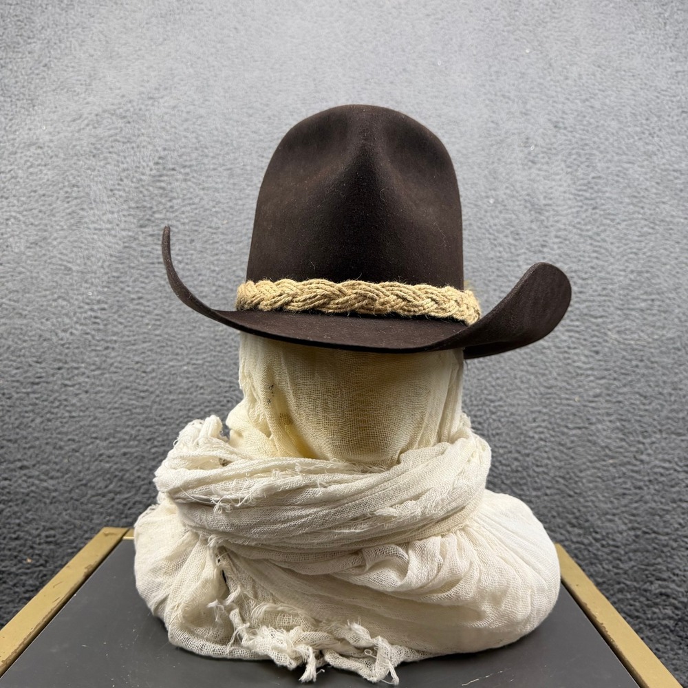 Bailey New West Rawhide Scottsdale Brown Felt Cowboy Hat Size 7 1/4 Feather Rope